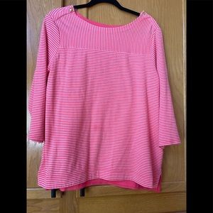 Croft & Barrow 3/4 in Sleeve Coral Stripe Cotton Top NWOT Sz XL